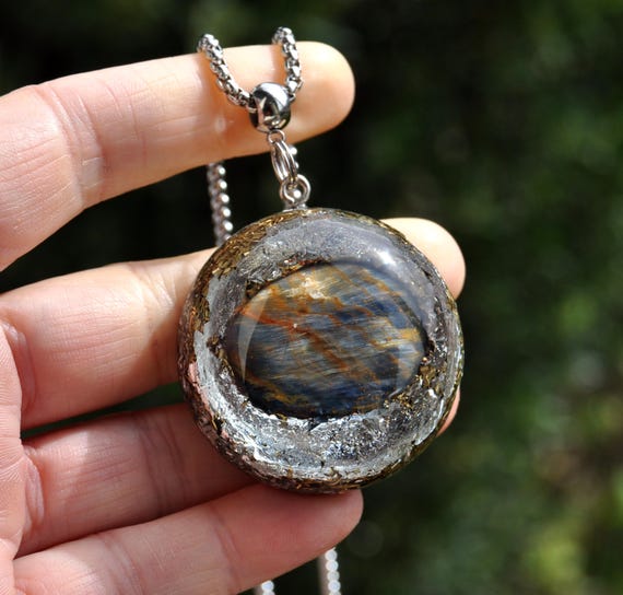 Pietersite Pendant Orgonite Stormstone Necklace RARE, Handmade Gemstone Jewelry, EMF Harmonizer Unisex