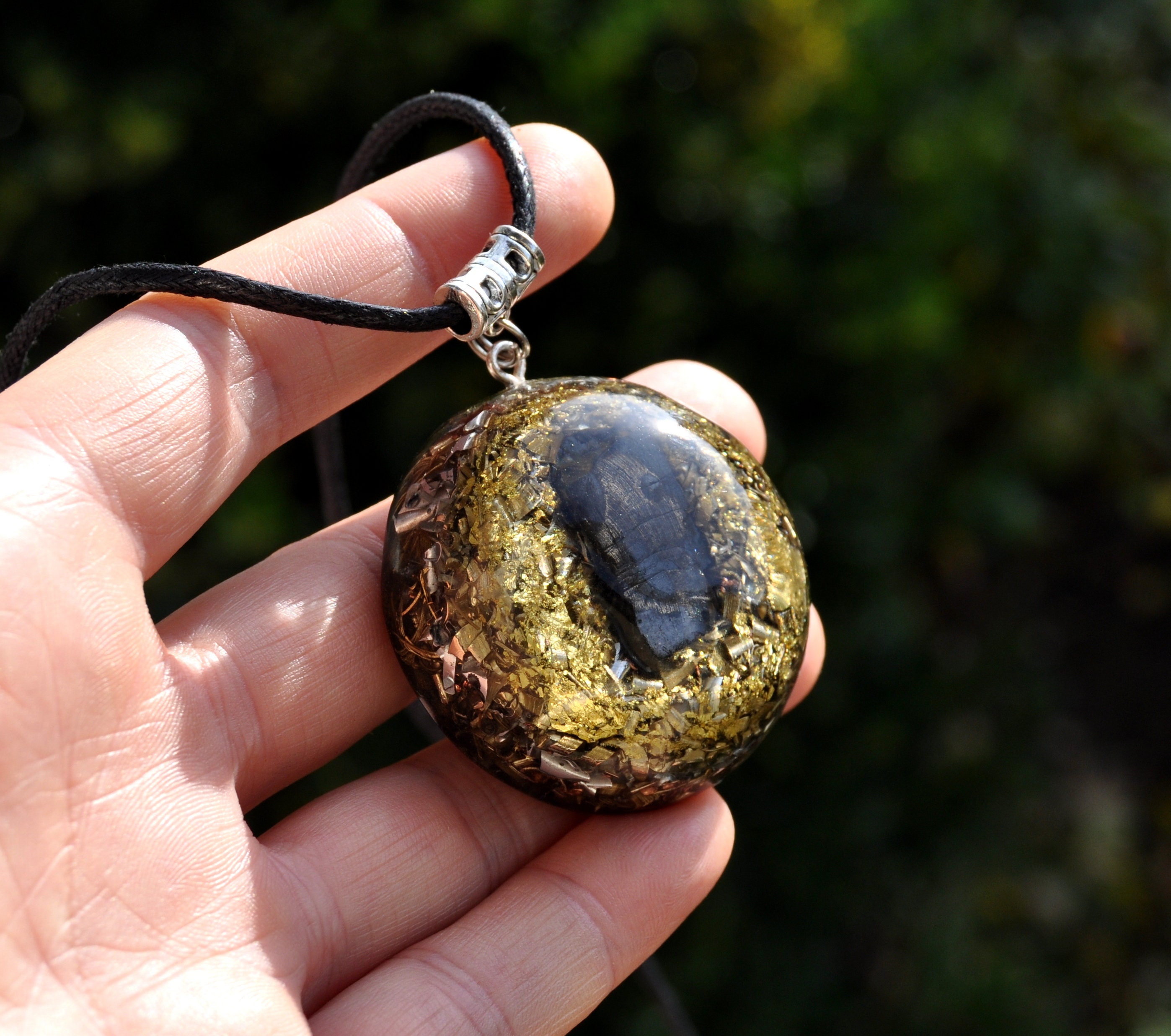LARGE Elite Shungite with 24k Gold Orgonite® Pendant Necklace