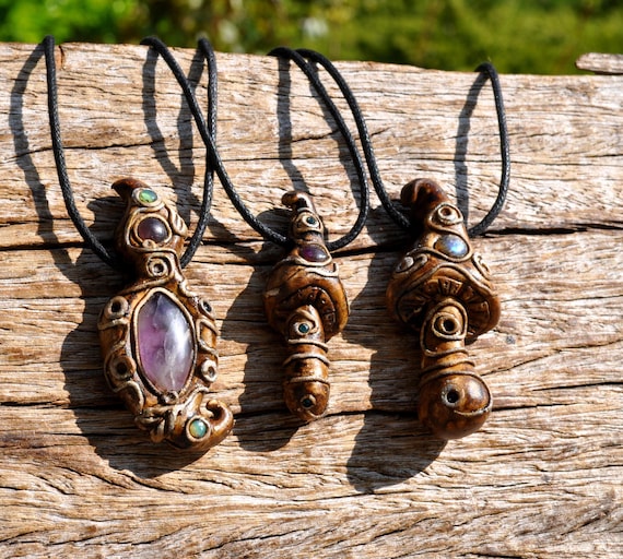 WHIMSICAL WOODLAND Pendants Fantasy Wear Clay Gemstone  Necklaces - FREE Delivery