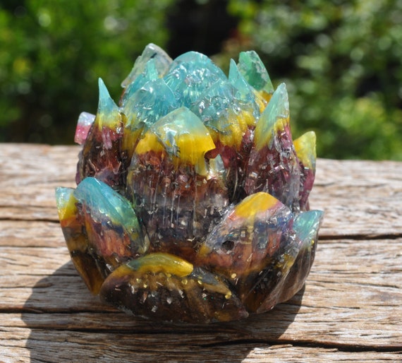 Lotus Orgonite® Orgone Generator® Tower Buster, Multi Color, Homemade Colorful