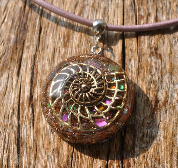 Sparkly Ammonite Orgone Orgonite® Pendant Necklace