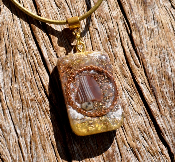 BANDED AGATE Tensor Orgonite® Orgone Necklace, Men's Pendant Necklace