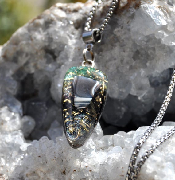 Botswana Agate Orgonite® Pendant Necklace, Unisex EMF Protection