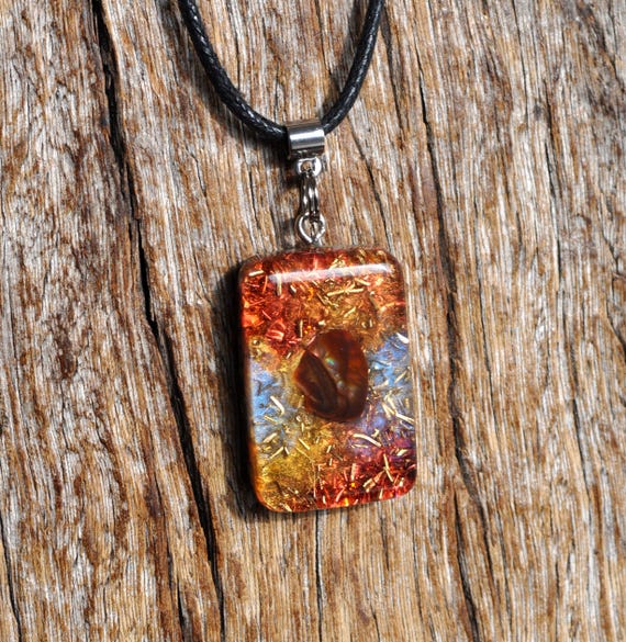 Mexican FIRE AGATE Orgonite® Orgone Pendant Necklace Unisex