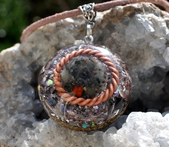 1/7 Sacred Cubit TENSOR Ring  Heliotrope Bloodstone Orgone Orgonite® Pendant EMF Cleanser Protection Necklace Unisex