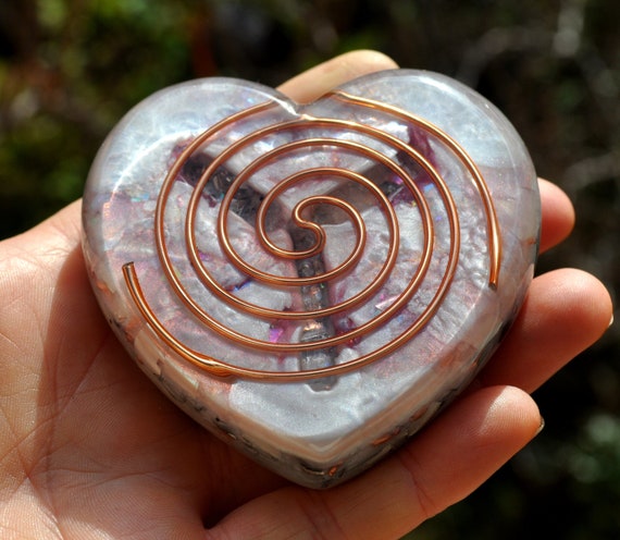 HEART Orgonite® with Coil - Orgone Generator® Disc Charger - EMF Harmonizer - Hand Polished - 142 gram / 5 Oz