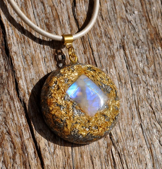 Rainbow Moonstone Orgonite® Pendant Necklace - EMF Harmonizer Cleanser