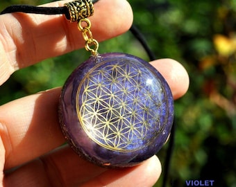 Personalized Orgonite Pendant Necklace – Custom Gemstone Flower of Life