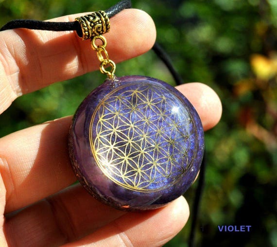 CUSTOM Orgonite® Flower of Life Orgone pendant Personalized Sacred Geometry - Select Your Color and Gemstone - FREE Shipping