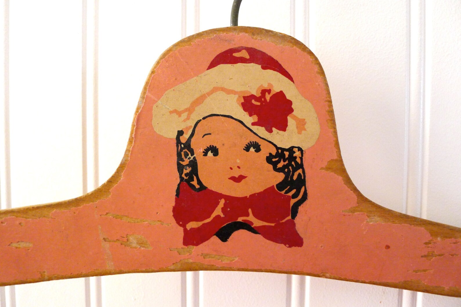Vintage Baby Hanger Wooden Painted Pink Little Girl Display Etsy