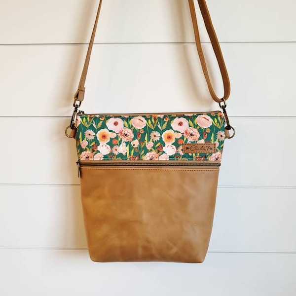 Crossbody Bag, Leather Crossbody, Leather Crossbody Bag, Cross body bag, Leather Bag, Purse, Shoulder Bag, Floral ,Womens