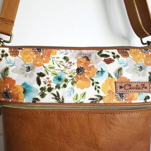 Crossbody Bag, Leather Crossbody, Leather Crossbody Bag, Cross body bag, Leather Bag, Purse, Shoulder Bag, Floral ,Womens image 3