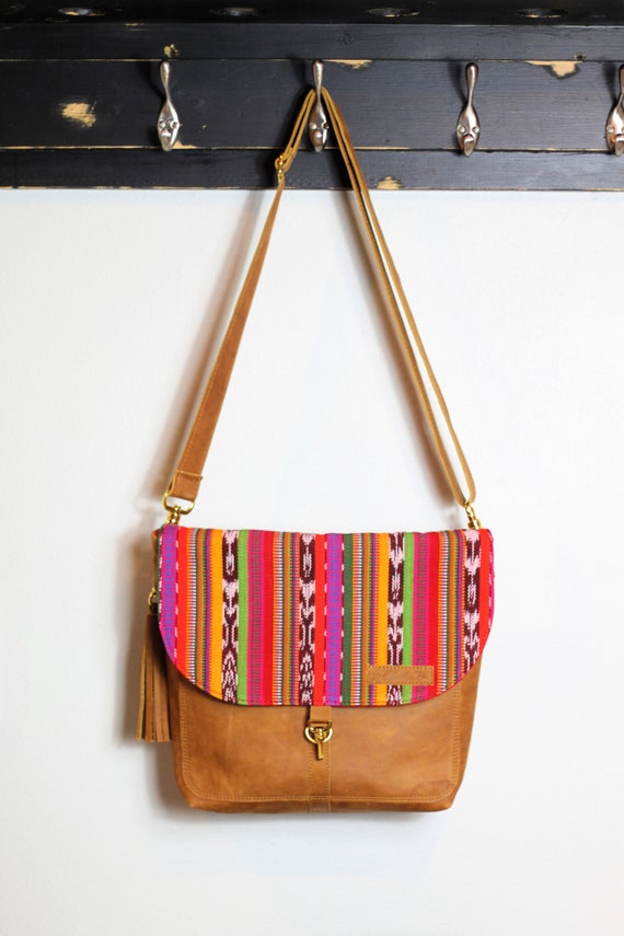 Ikat Messenger FiestaWomens TascheUmhängetascheLedertascheSchultertascheGuatemaltekische Leder BagUmhängeCrossody 2EHe9IWDY
