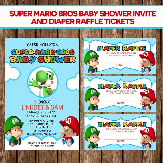 super mario baby shower invitations