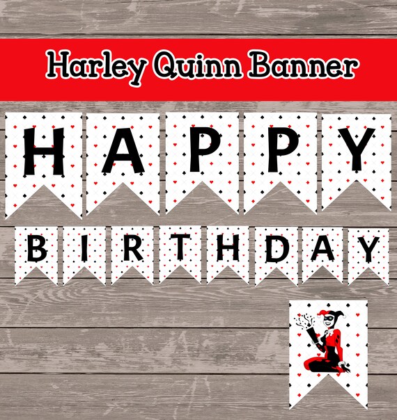 Banniere Harley Quinn Joyeux Anniversaire Etsy Banniere Harley Quinn Joyeux Anniversaire Etsy