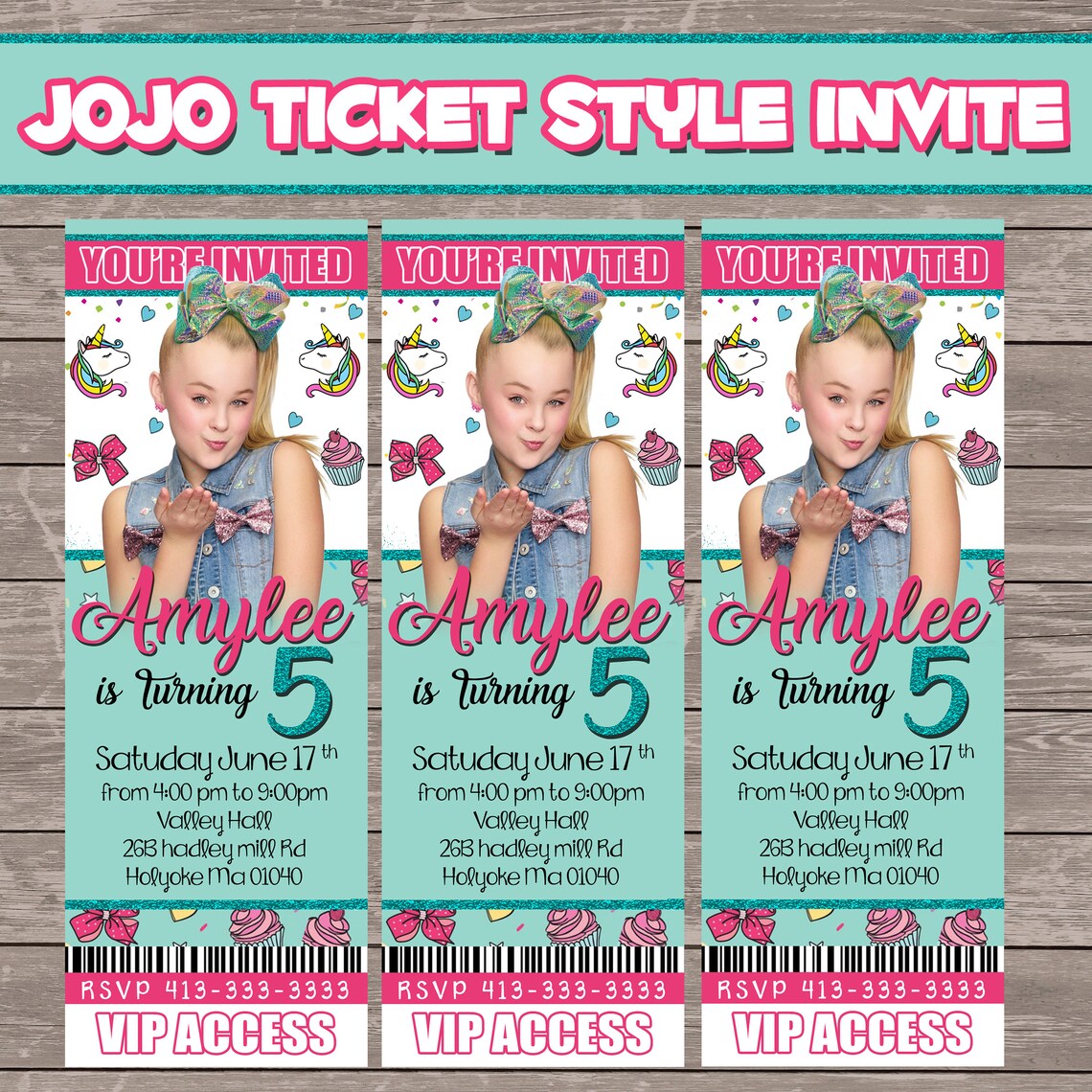 Jojo Siwa ticket style invite | Etsy