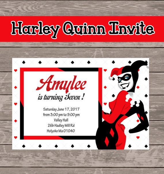 Harley Quinn Invite Digital File Only Etsy