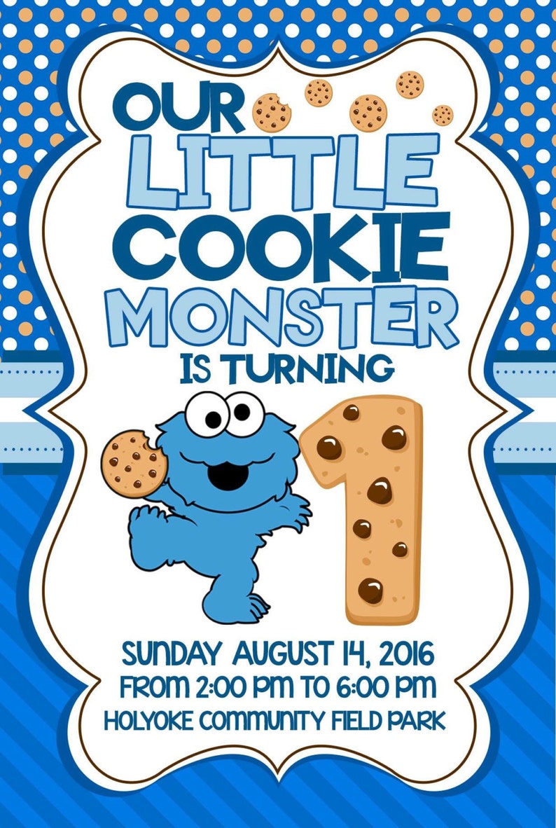 Cookie Monster Birthday Invitations Etsy