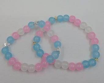 Trans Pride Beaded Elastic Stretch Bracelet