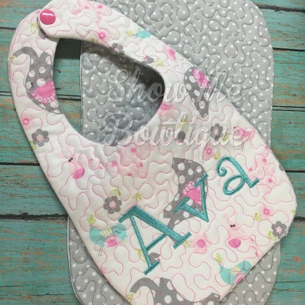 8x12 In The Hoop Stippling Bib and Burp Cloth design