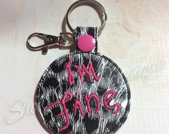 I'm Fine/Save Me Snap Key Fob design Instant Download