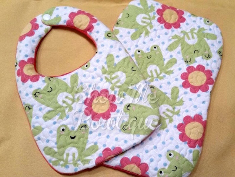 8x12 In The Hoop Stippling Bib and Burp Cloth design Etsy