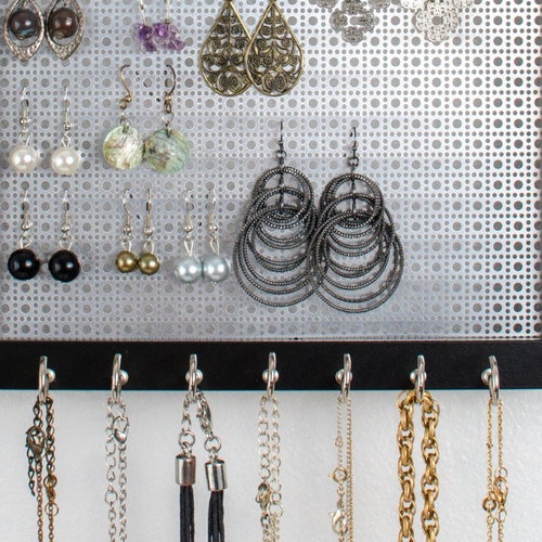 Medium Hanging Jewelry Organizer black Gold Etsy