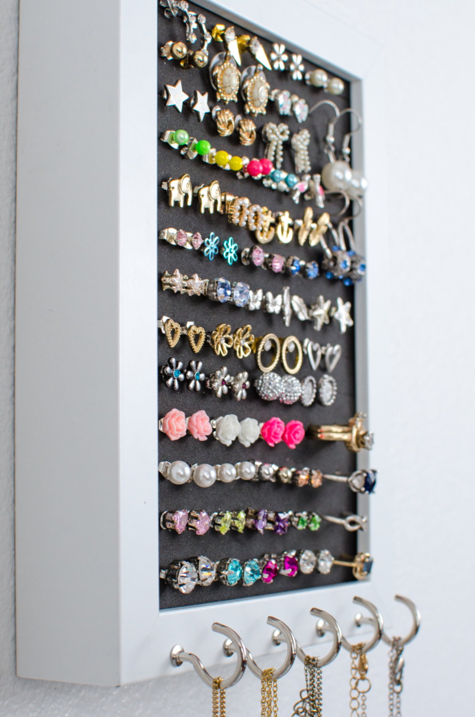 Small Hanging Jewelry Organizer white Foam Etsy