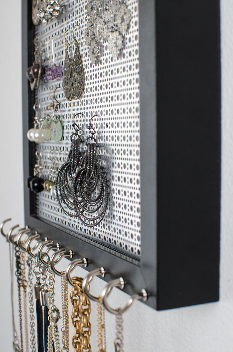 Medium Hanging Jewelry Organizer black Silver Etsy