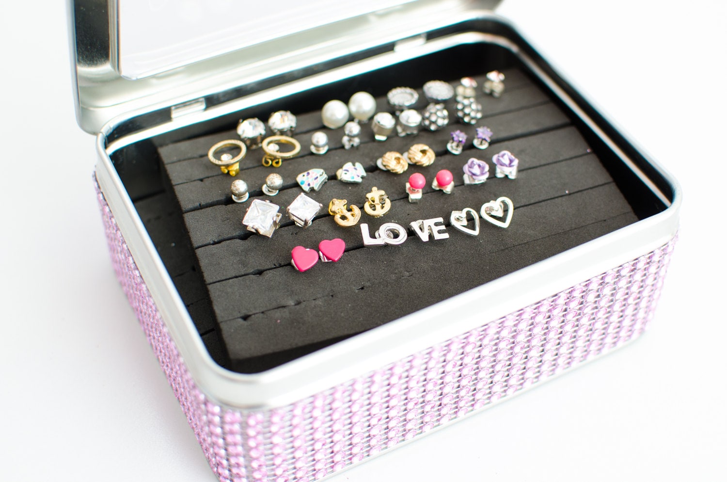 Stud Earring Holder Light Pink Jeweled Etsy
