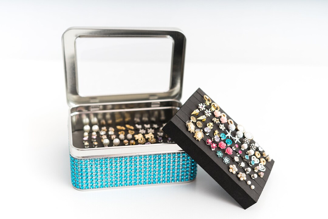 Stud Earring Holder Turquoise Jeweled Etsy
