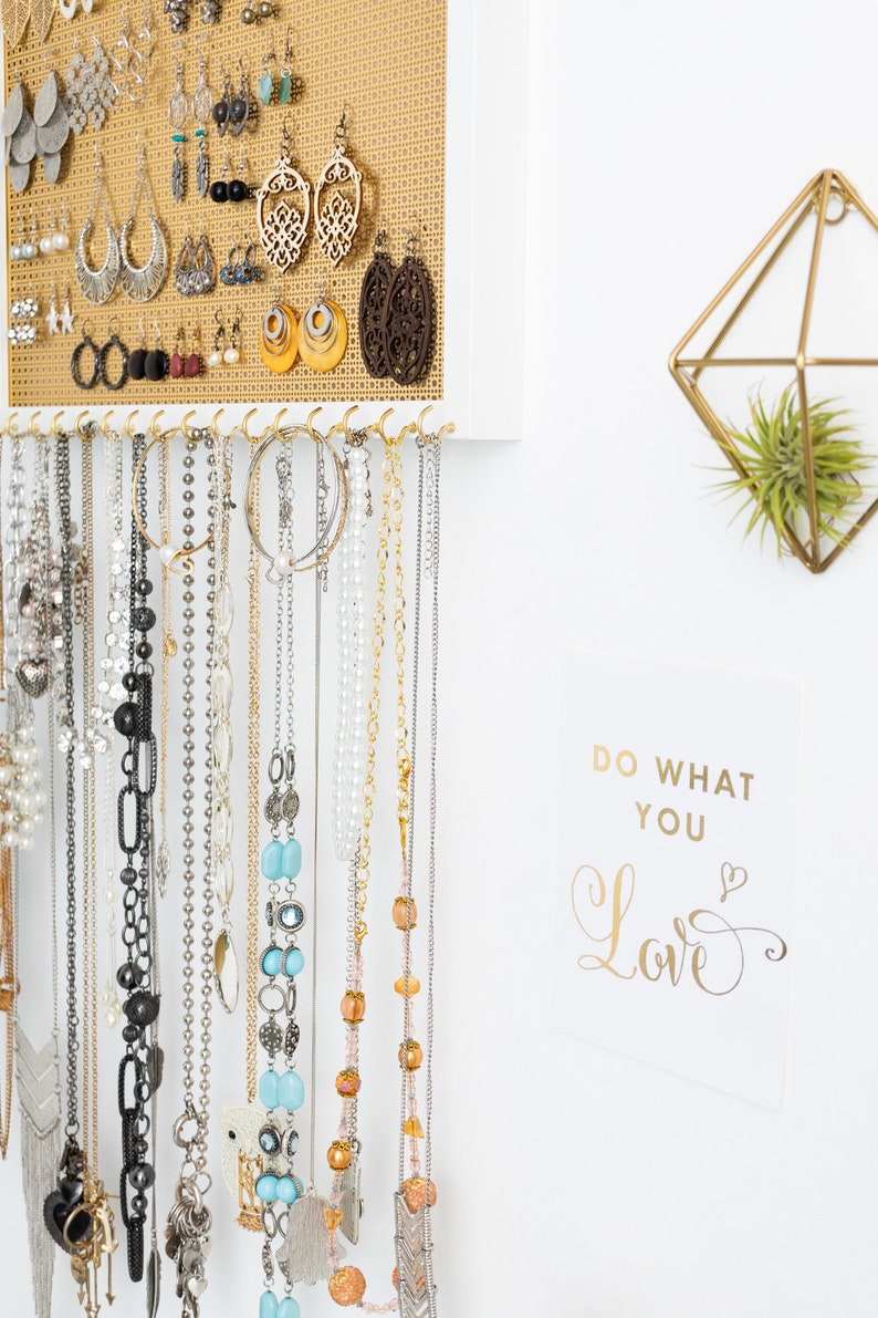 Hanging Jewelry Organizer 13x17 Frame Gold Metal Screen Etsy