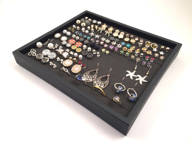 Black Jewelry Tray Earring & Ring Organizer Black Foam Etsy