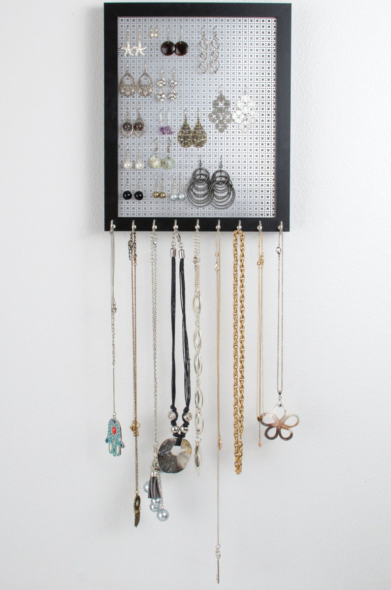 Medium Hanging Jewelry Organizer black Silver Etsy