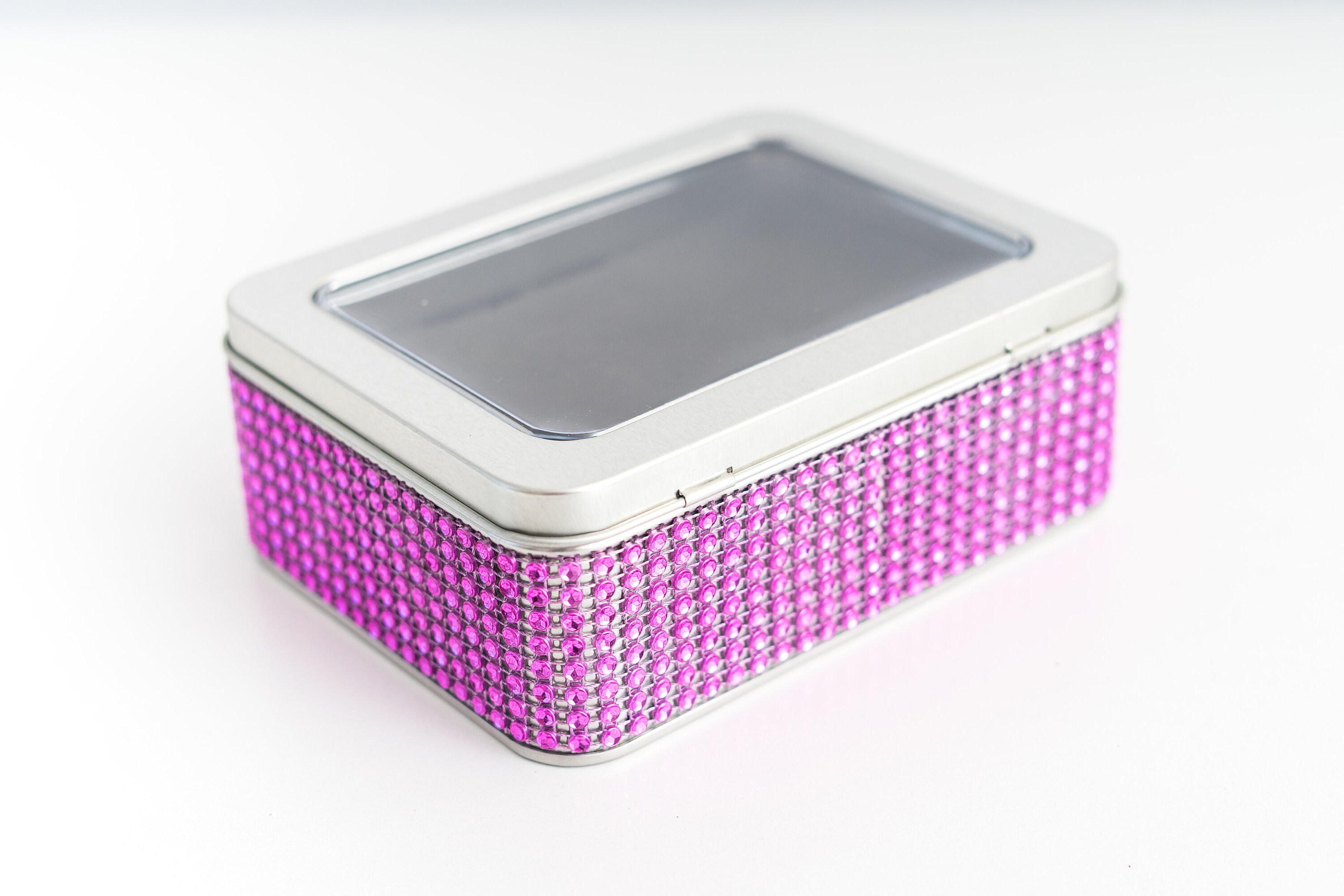 Tin Jewelry Box Hot Pink Dazzled Ribbon Travel Jewelry Box Etsy