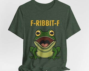 Lustiges Frosch Tee: 'F-Ribbit-F' Grafik, Unisex Baumwoll-Shirt