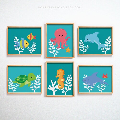Under the Sea Nursery Art Set. Ocean Nautical Watercolor Etsy Canada