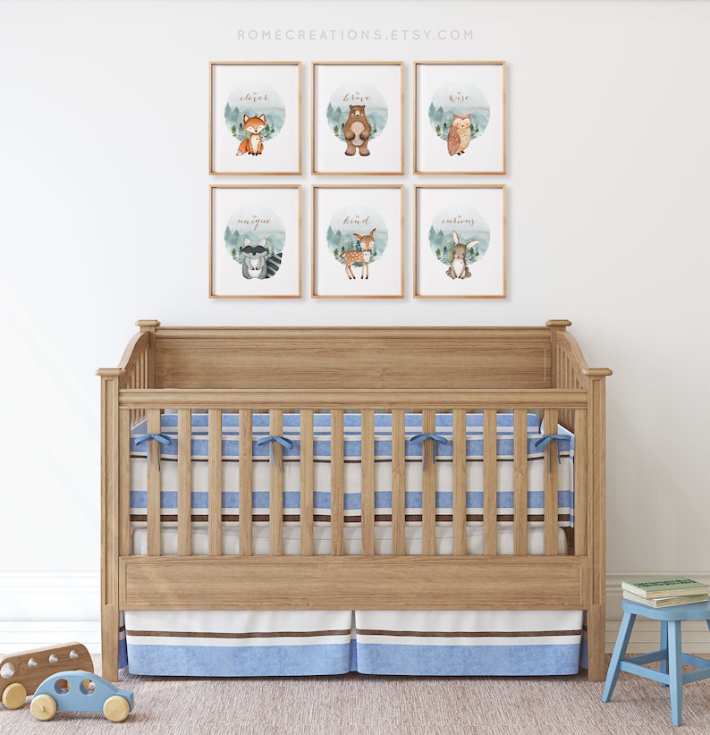 Woodland Nursery Wall Art Set of 6 Woodland Nursery Prints Etsy