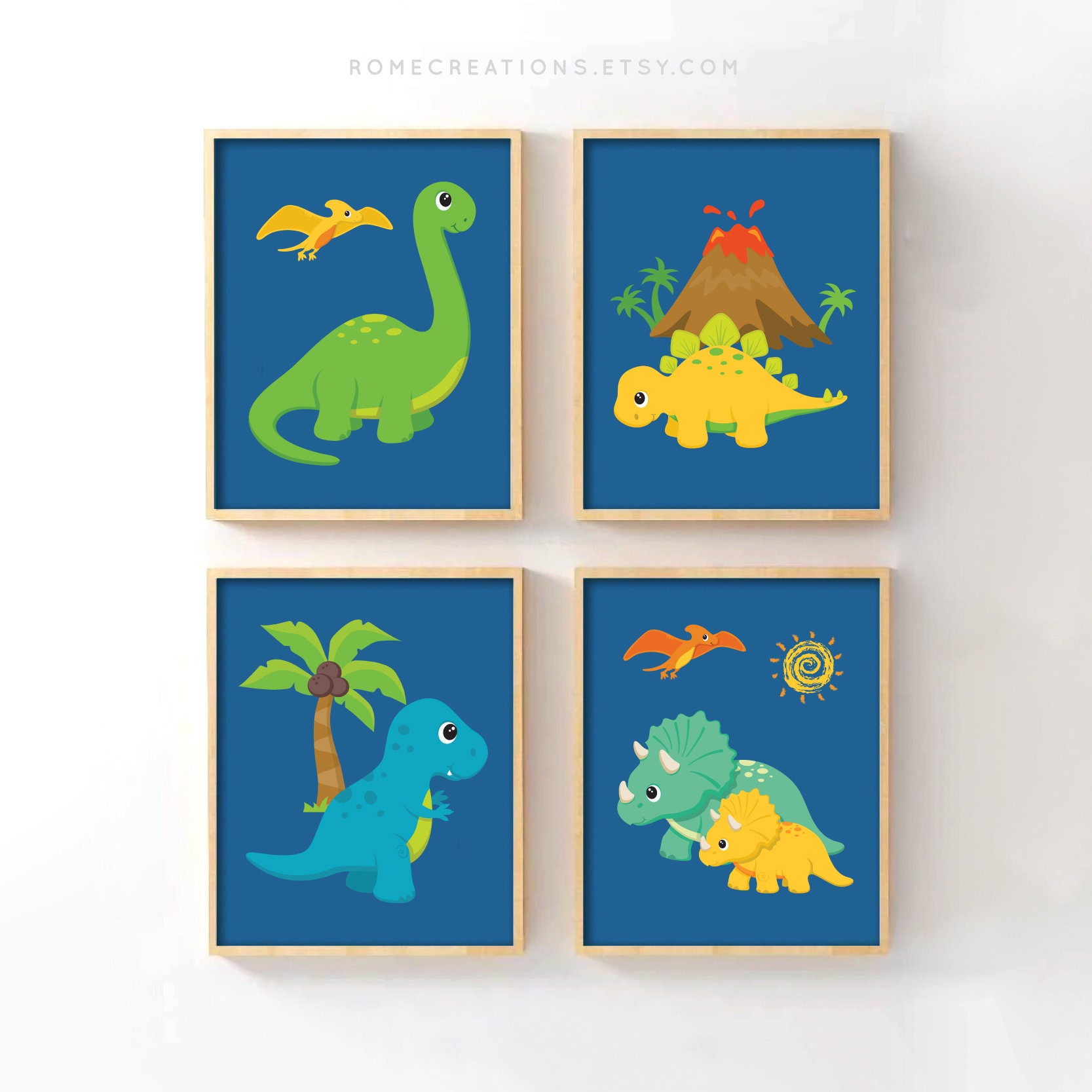 Dinosaur Nursery Wall Art Dinosaur Nursery Art Dinosaur Etsy