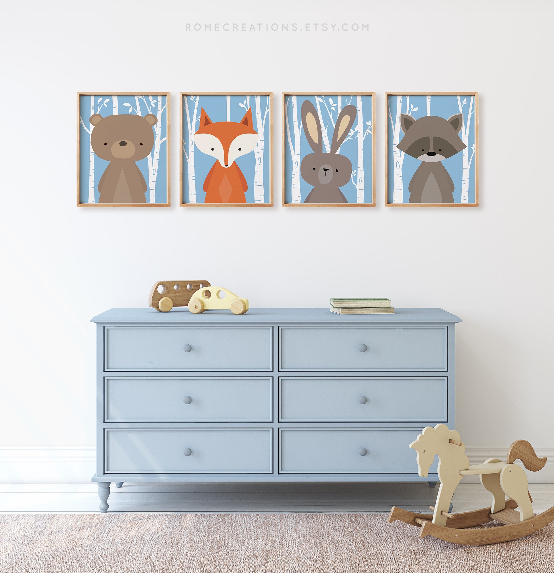 Woodland Animals Nursery Art Set of 4 – Gender Neutral Baby Room Decor ...