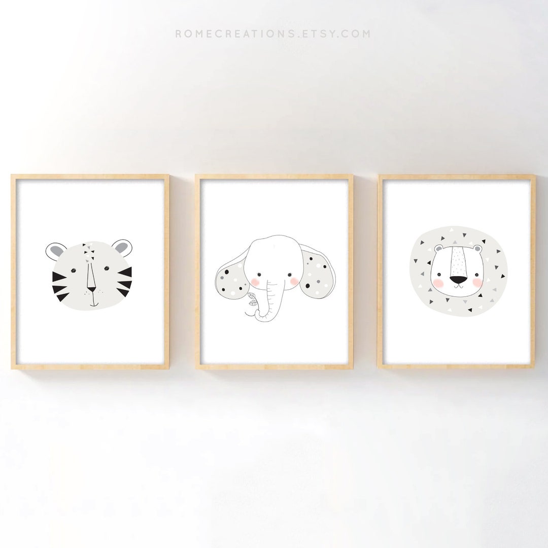 Safari Nursery Print Set Baby Animal Decor for a Modern Etsy
