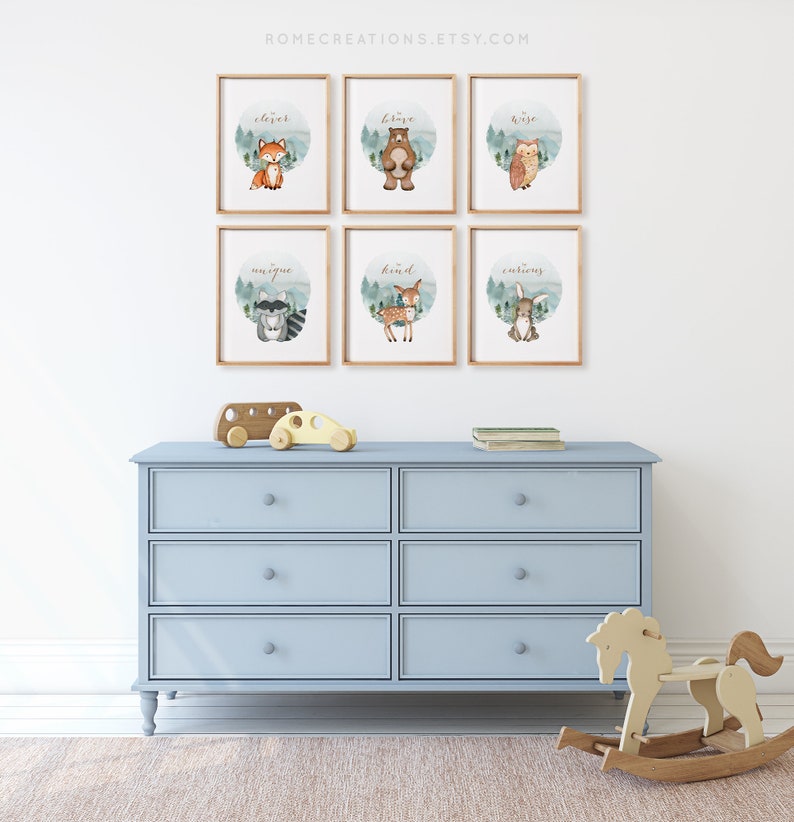 Woodland Nursery Wall Art Set of 6 Woodland Nursery Prints Etsy