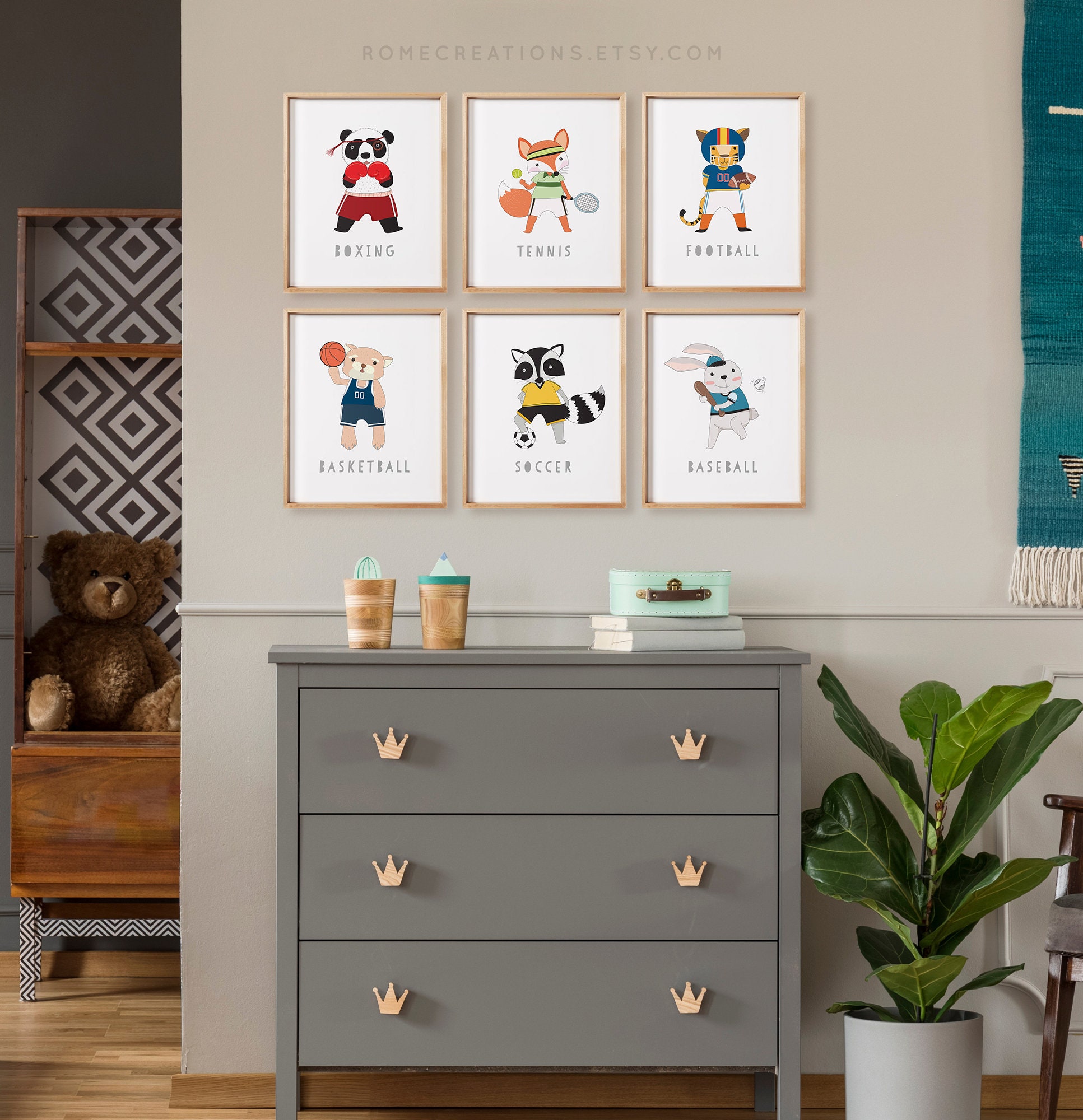 Animals Playing Sports Nursery Prints Sports Nursery Wall Etsy