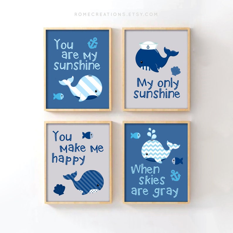 Baby Whale Decor Nursery Bathroom Art Baby Boy Whale Art Etsy