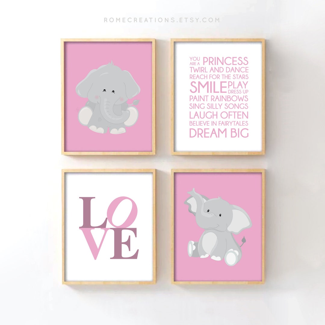 Baby Girl Elephant Room Decor Girl Nursery Decor Gift for Etsy