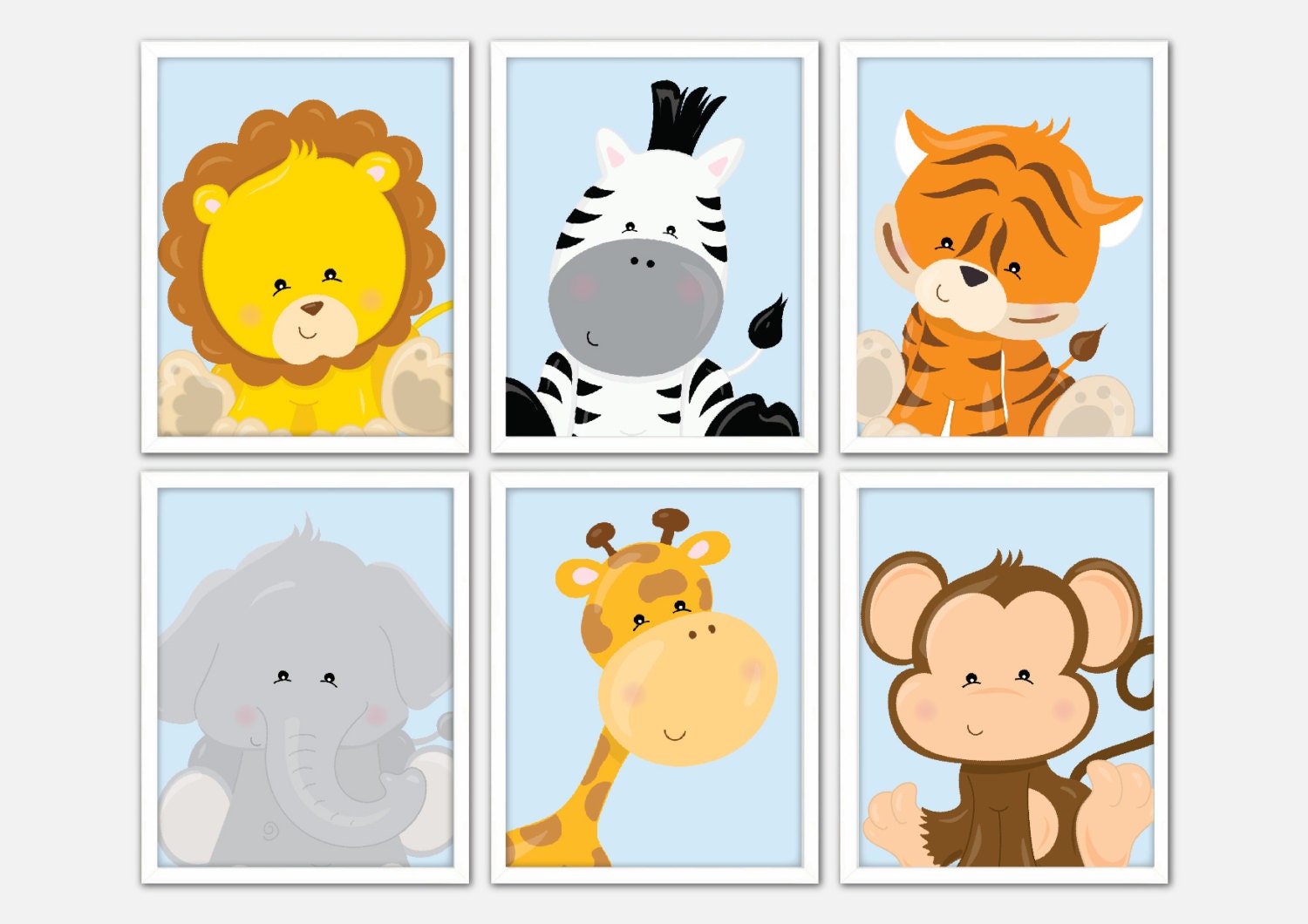 Jungle Nursery Wall Art Safari Nursery Set Kids Safari Wall