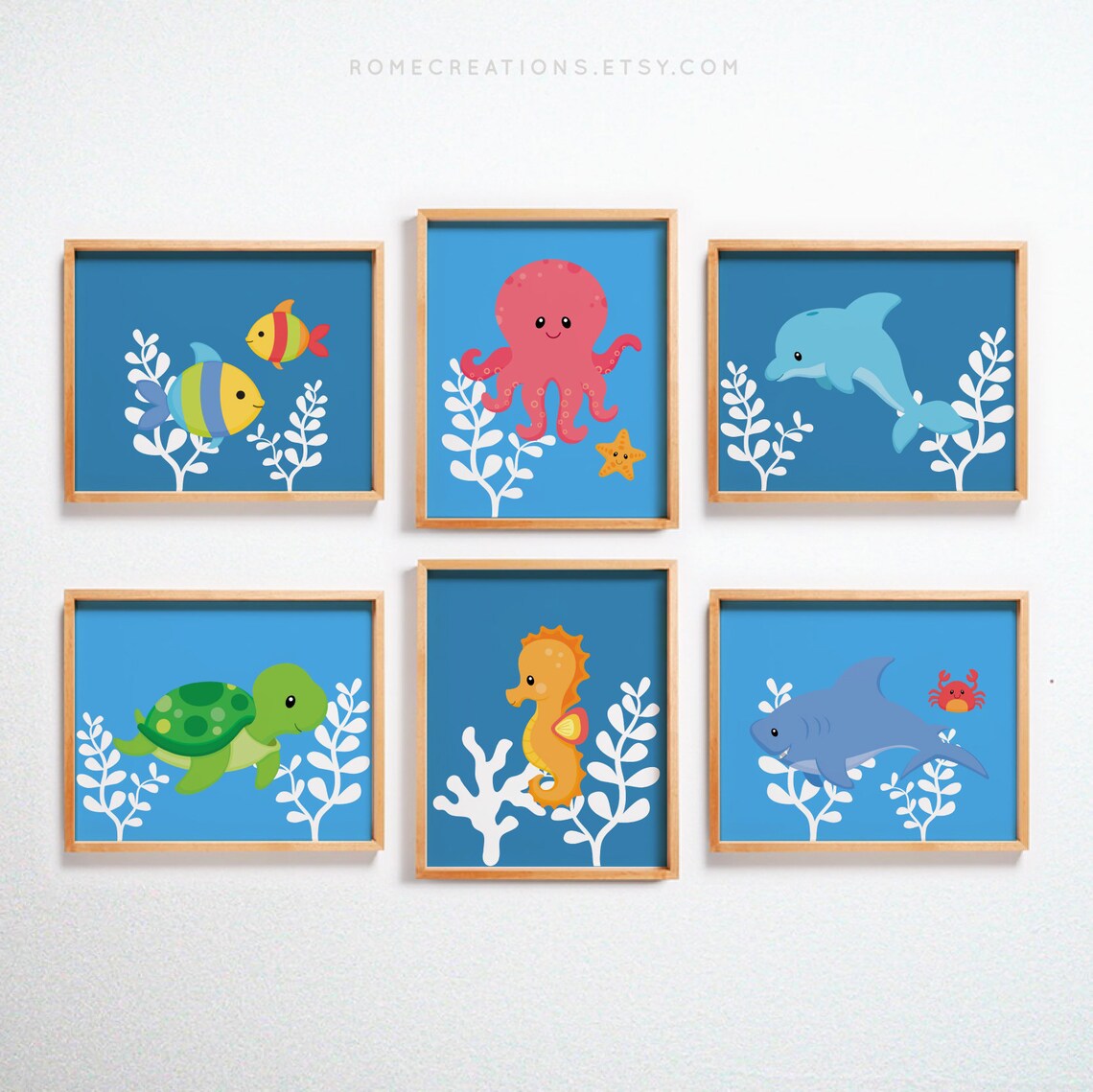 Baby Sea Animals Nursery Prints Nursery Bathroom Art Ocean Etsy
