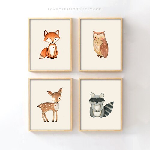 Eight Baby Animal Prints Woodland Nursery Art Girls Nursery Etsy