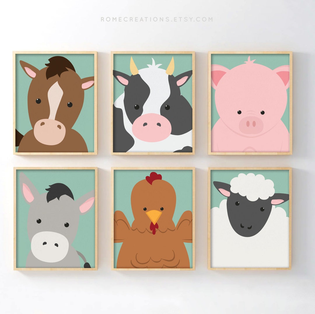 Farm Animals Nursery Wall Art Farm Animal Prints Farm - Etsy