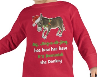 Dominick the Donkey Jing-a-di-jing Long Sleeve Christmas Shirt - New Born through Adult 3XL Available!